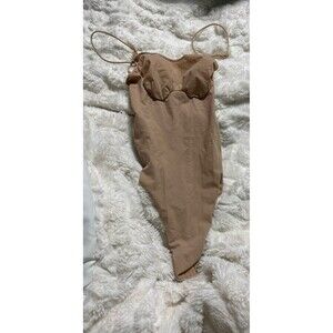 NEW SKIMS Sheer Seamless Thong Bodysuit- Clay (size XS)